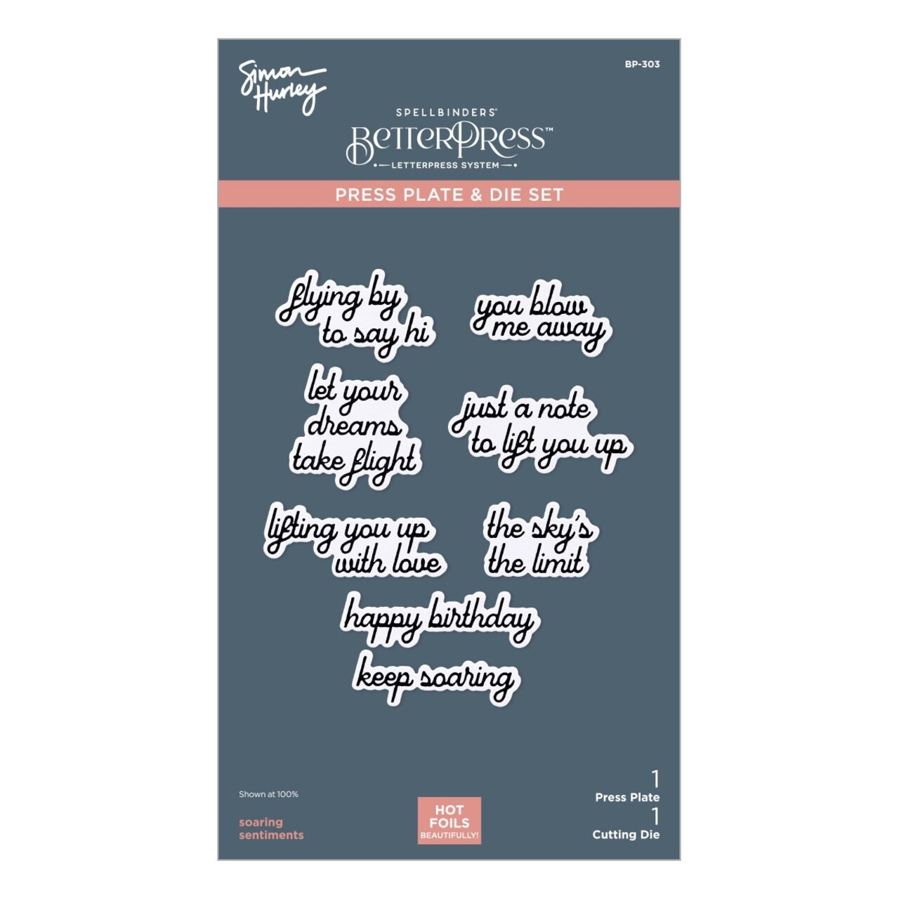 Spellbinders PressPlate & Die Set By Simon Hurley-Soaring Sentiments, Sky's The Limit